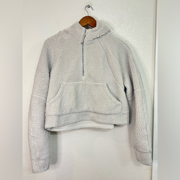 lululemon athletica Sweaters - Lululemon Scuba Fleece Half Zip Hoodie White Opal XS/S Cozecore Athleisure
